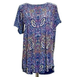 Lucky Brand  Boho Paisley Short Sleeve Tunic Sz 3X